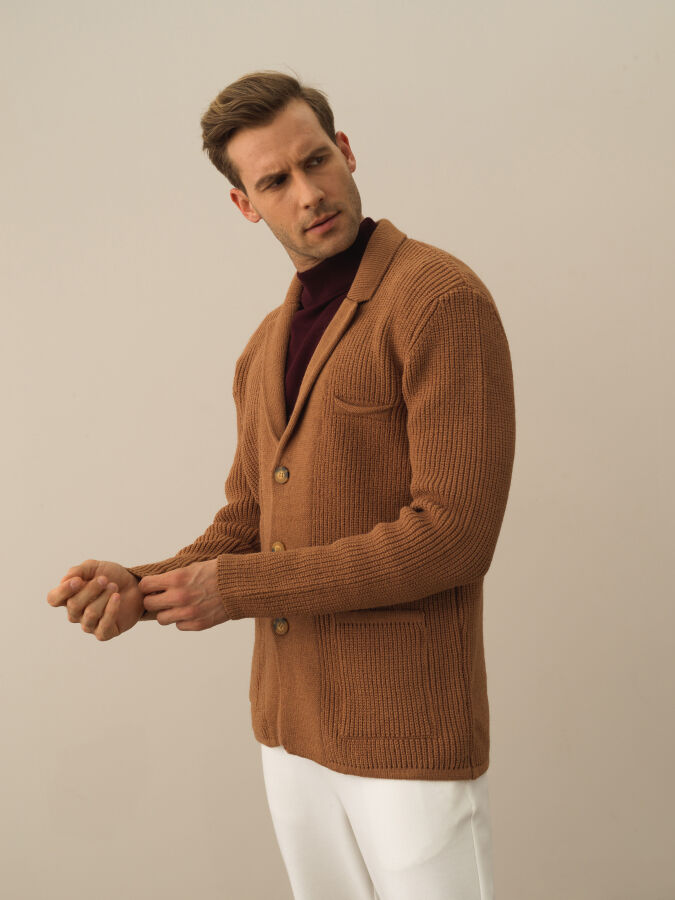 Regular Fit Knit Wool Jacket - Xint
