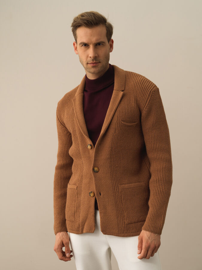 Regular Fit Knit Wool Jacket - Xint