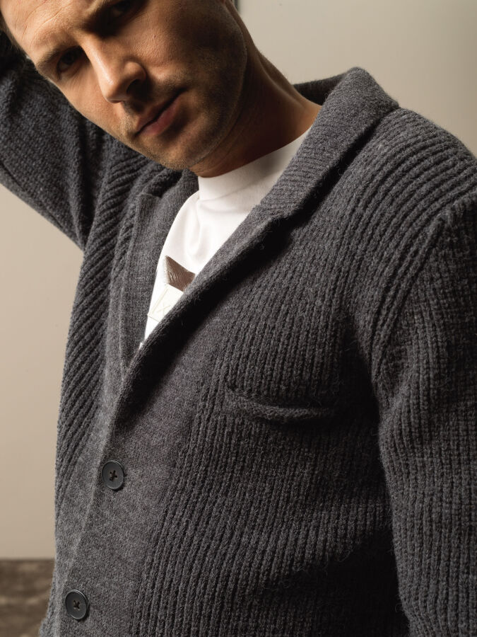 Regular Fit Knit Wool Jacket - Xint