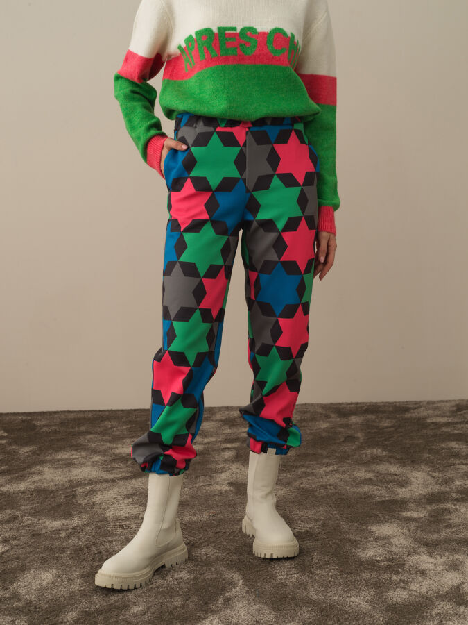 Regular Fit Panel Printed Pants - Xint