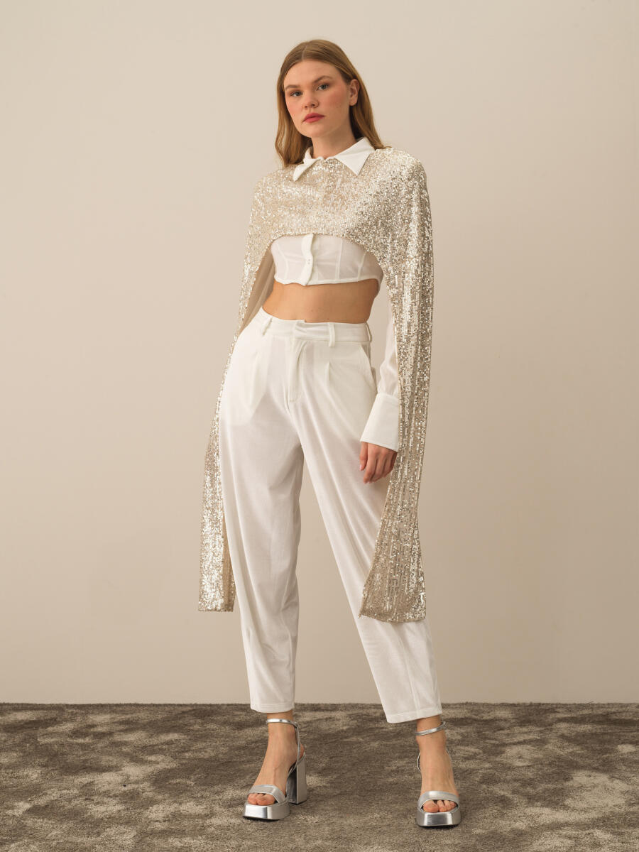 Regular Fit Sequined Cloak