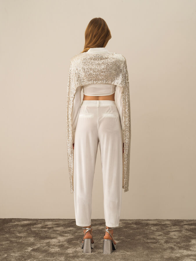 Regular Fit Sequined Cloak - Xint