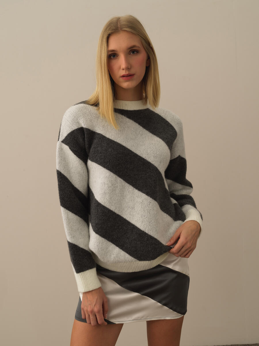 Striped Oversized Sweater - 1