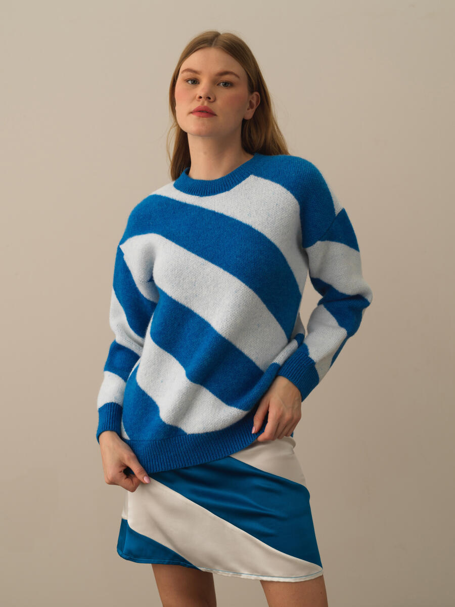 Striped Oversized Sweater - 1