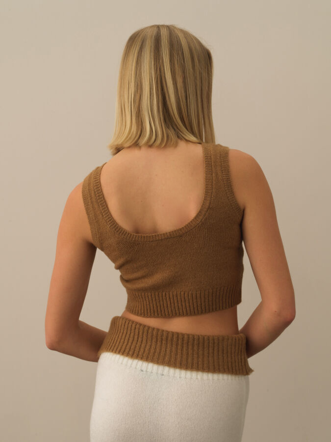 U-Neck Regular Fit Knit Tank Top - Xint