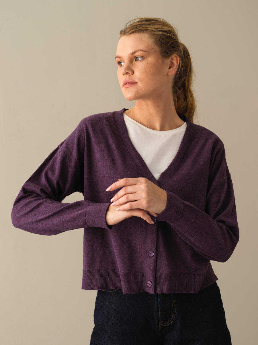 100% Cotton Slim Fit Buttoned Basic Cardigan