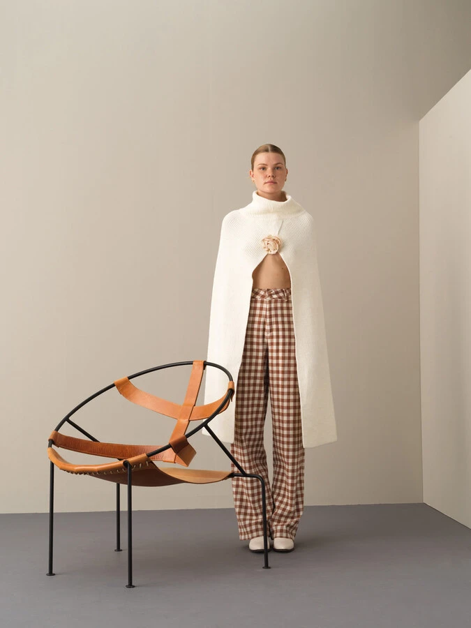 Regular Fit Knitted Wool Poncho - Xint