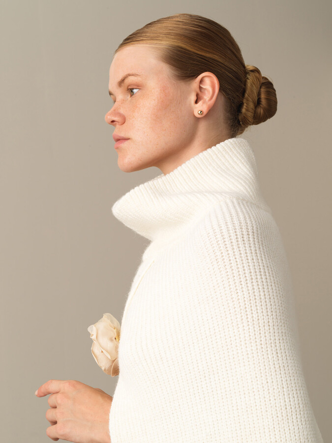 Regular Fit Knitted Wool Poncho - Xint