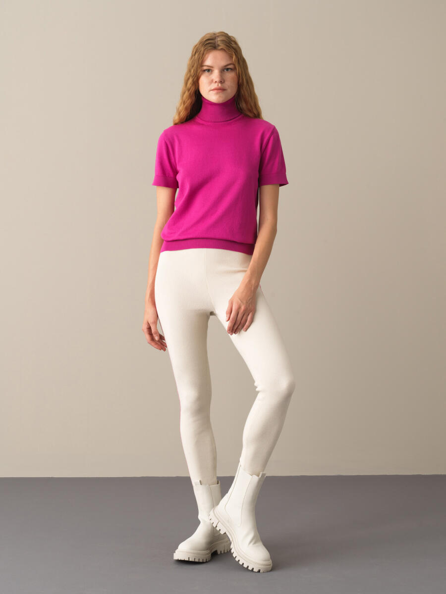 High Waist Slim Fit Knitted Leggings - 2