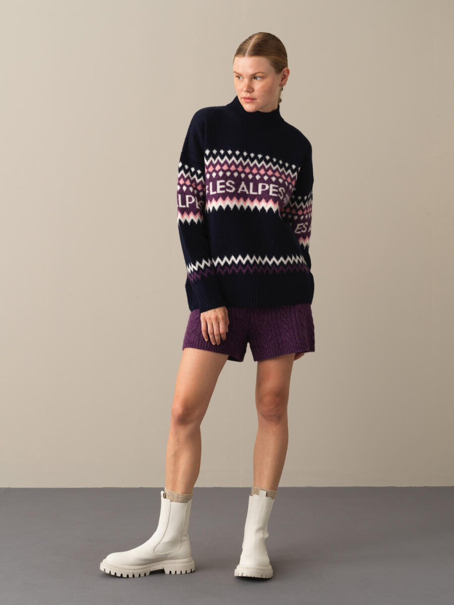 Half Turtleneck Regular Fit Patterned Sweater - 2