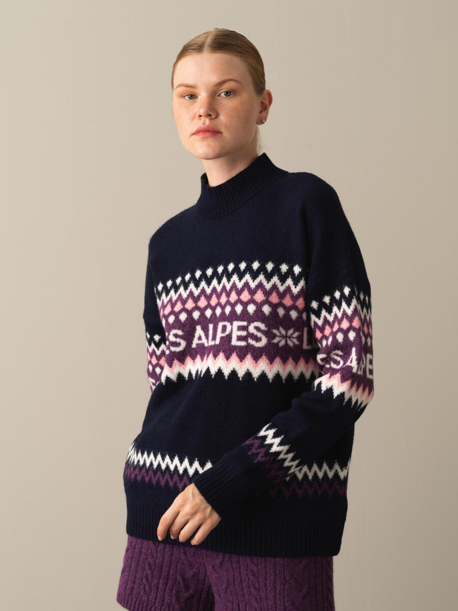 Half Turtleneck Regular Fit Patterned Sweater - 1