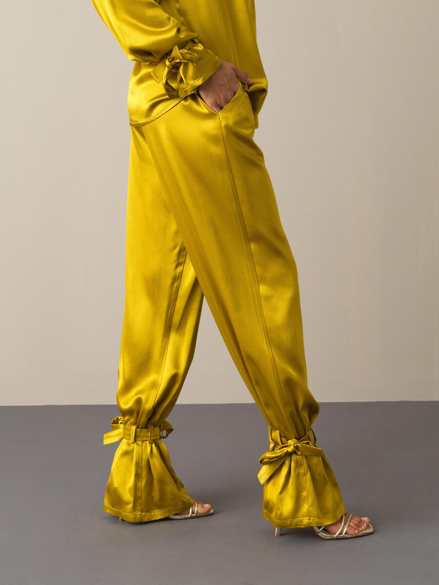 Regular Fit Satin Pants - 4
