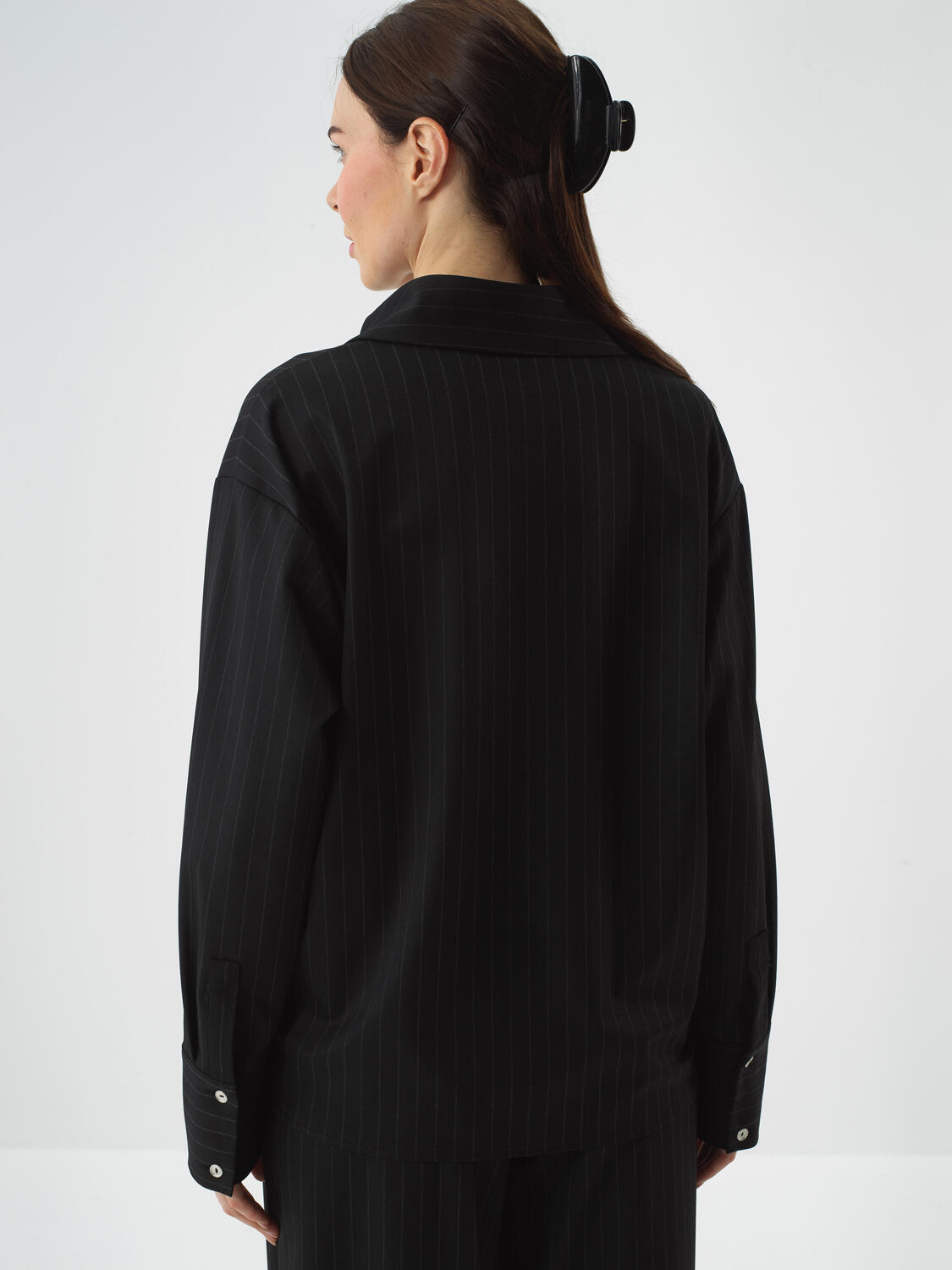 Black Flexible Textured Oversize Blouse - 4