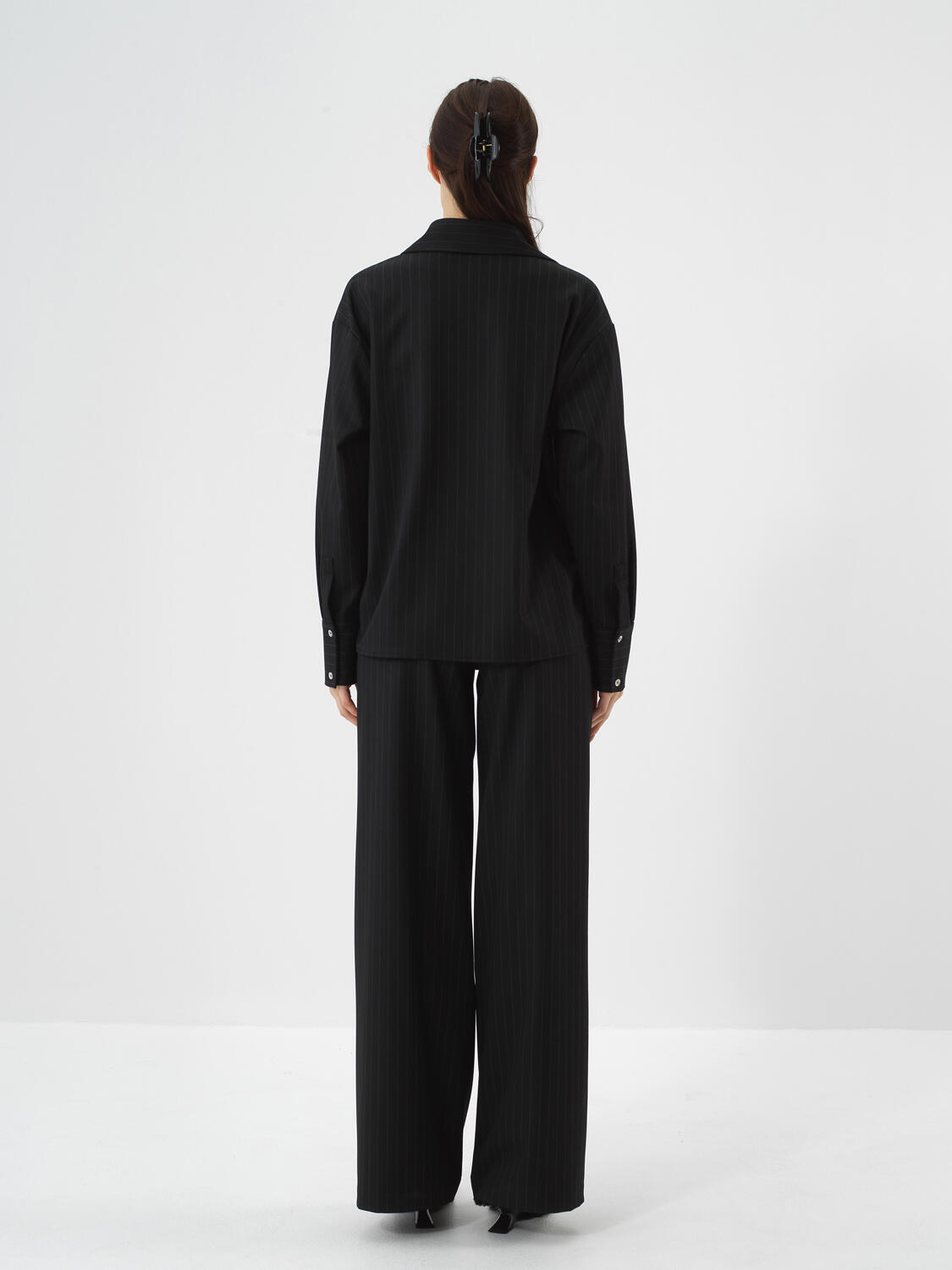 Black Flexible Textured Oversize Blouse - 5