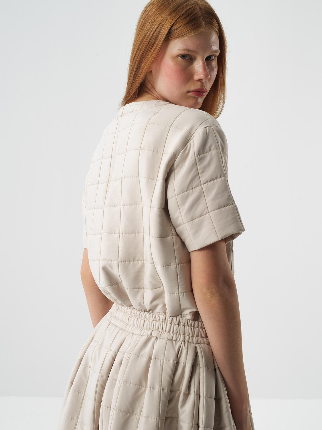 Natural Quilted Textured Oversize Blouse - 5