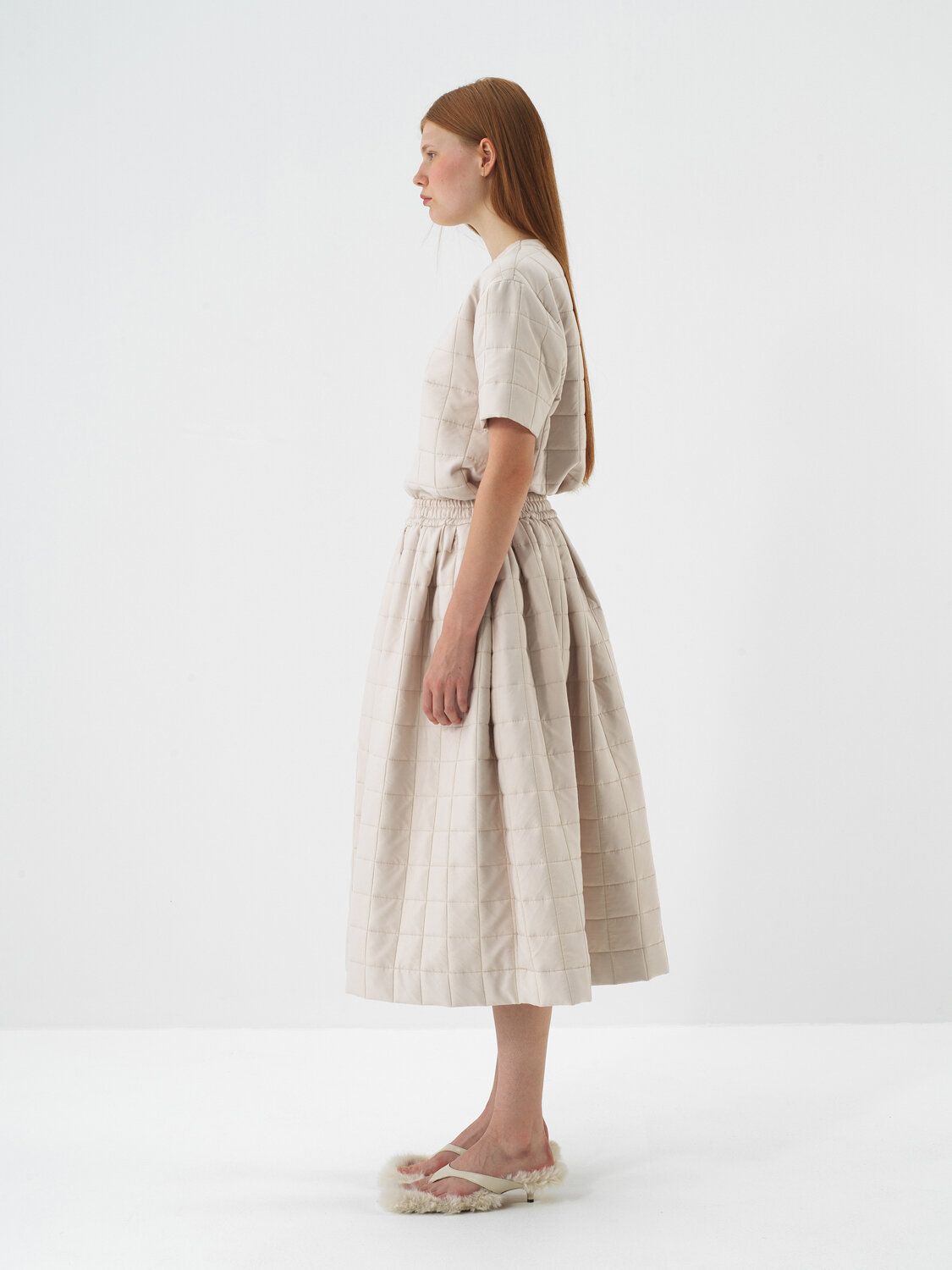 Natural Quilted Textured Oversize Blouse - Xint