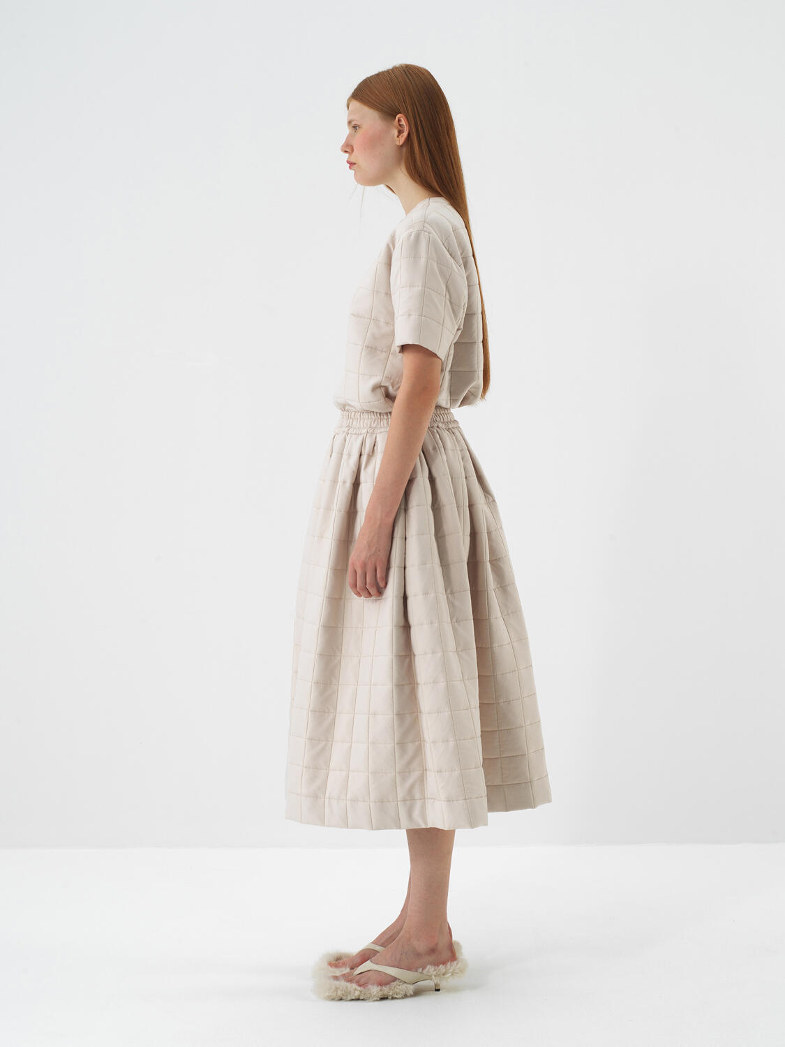 Natural Quilted Textured Oversize Blouse - 4