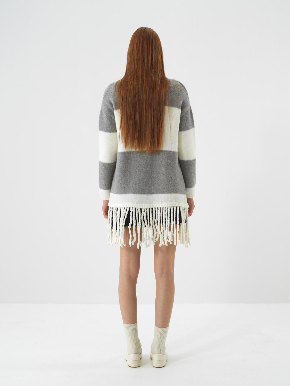 Ecru Soft Texture Oversized Cardigan - 5