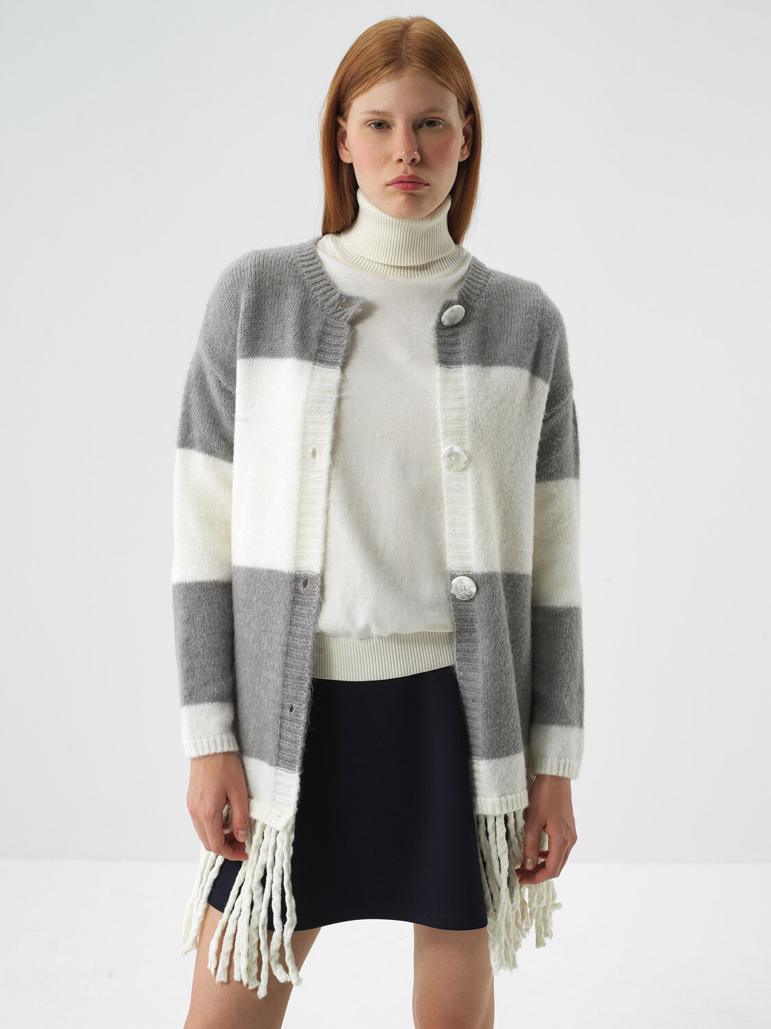 Ecru Soft Texture Oversized Cardigan - Xint