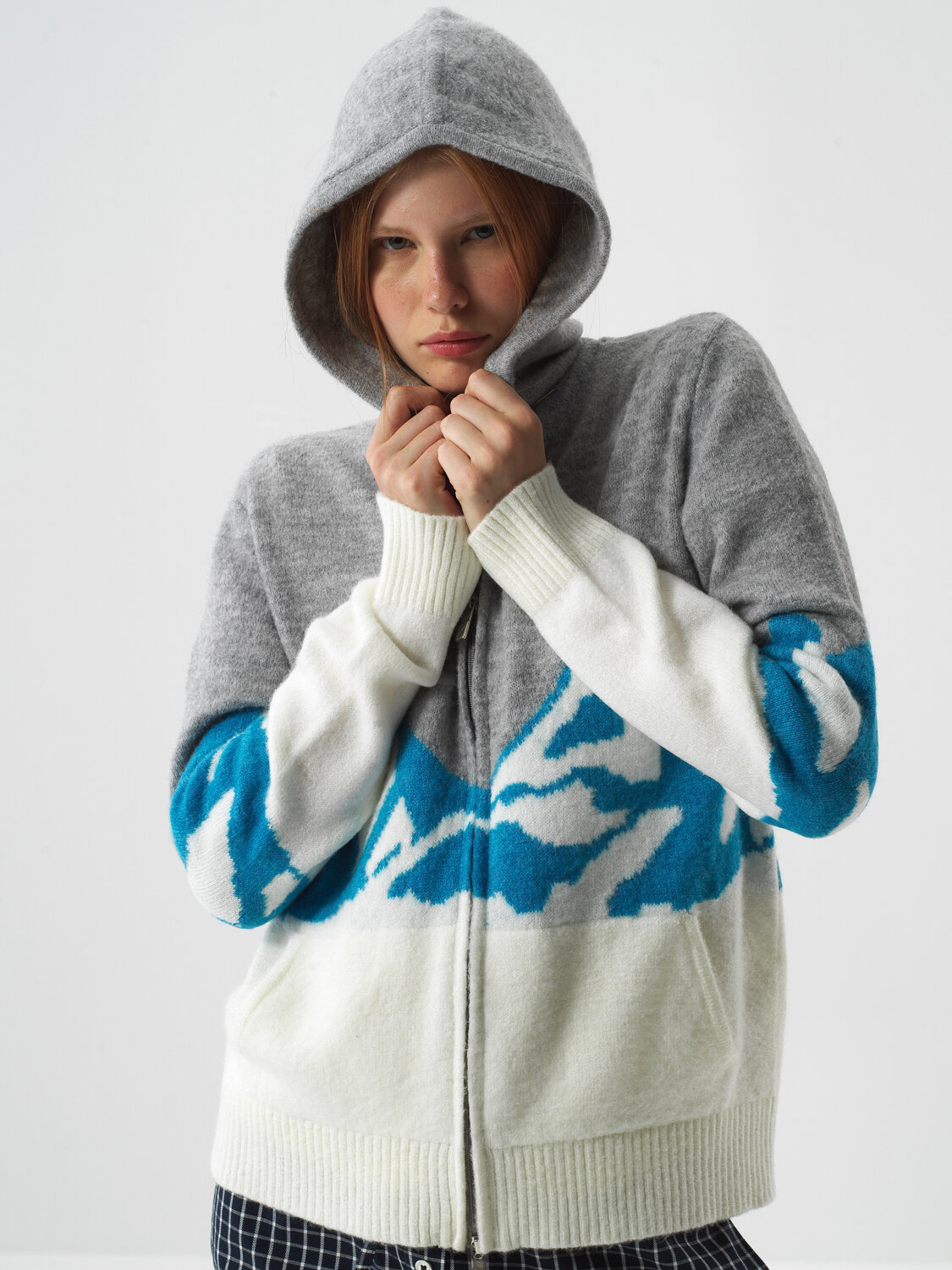 Gray Soft Textured Oversized Cardigan - Xint