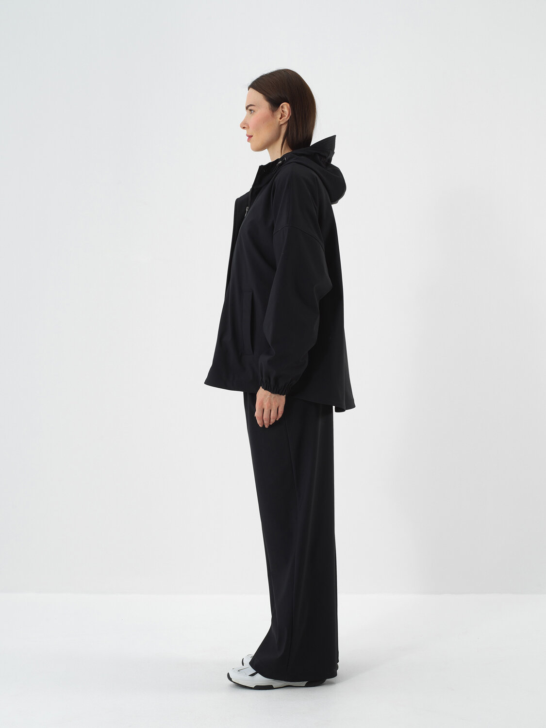 Black Flexible Textured Oversize Coat - Xint