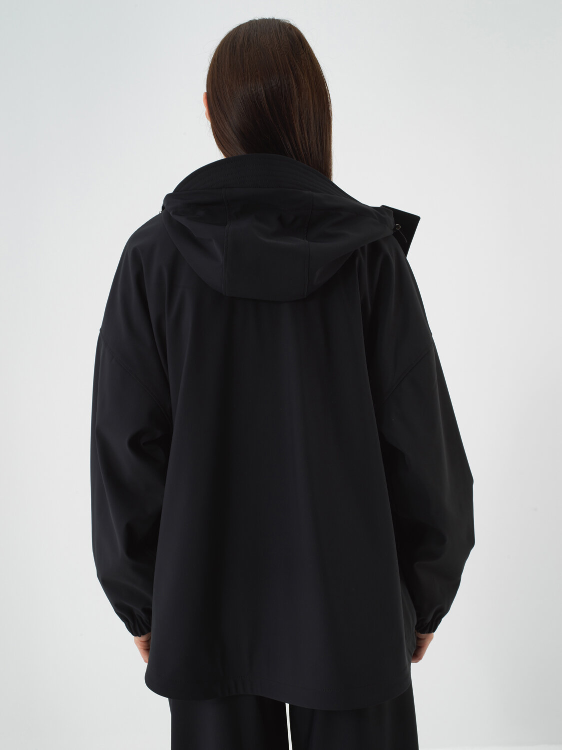 Black Flexible Textured Oversize Coat - Xint