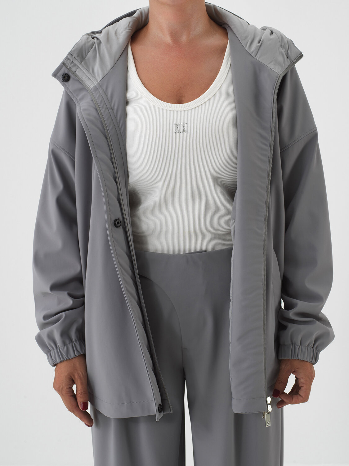 Gray Flexible Textured Oversize Coat - Xint