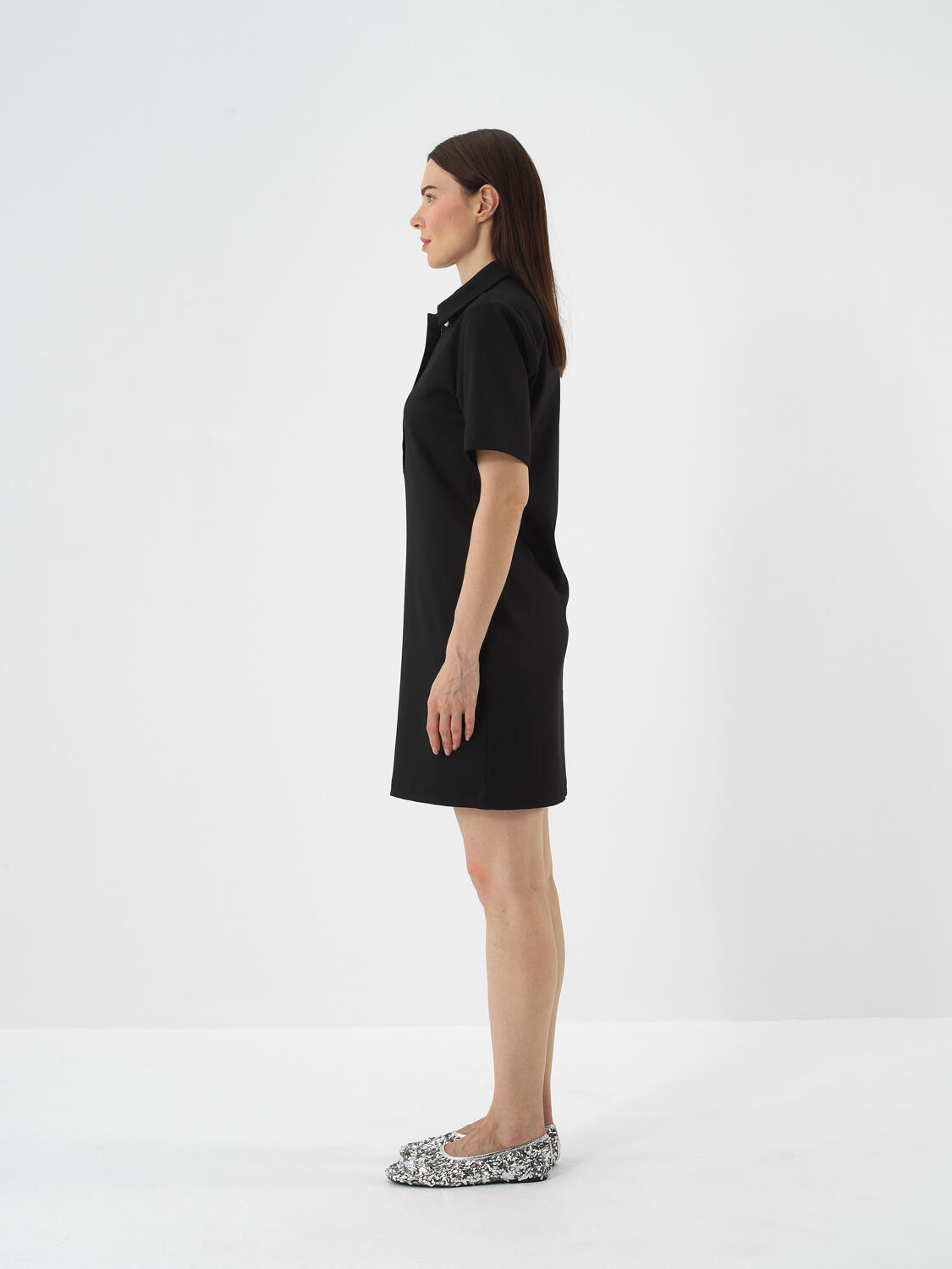 Black Flexible Textured Regular Fit Dress - 3