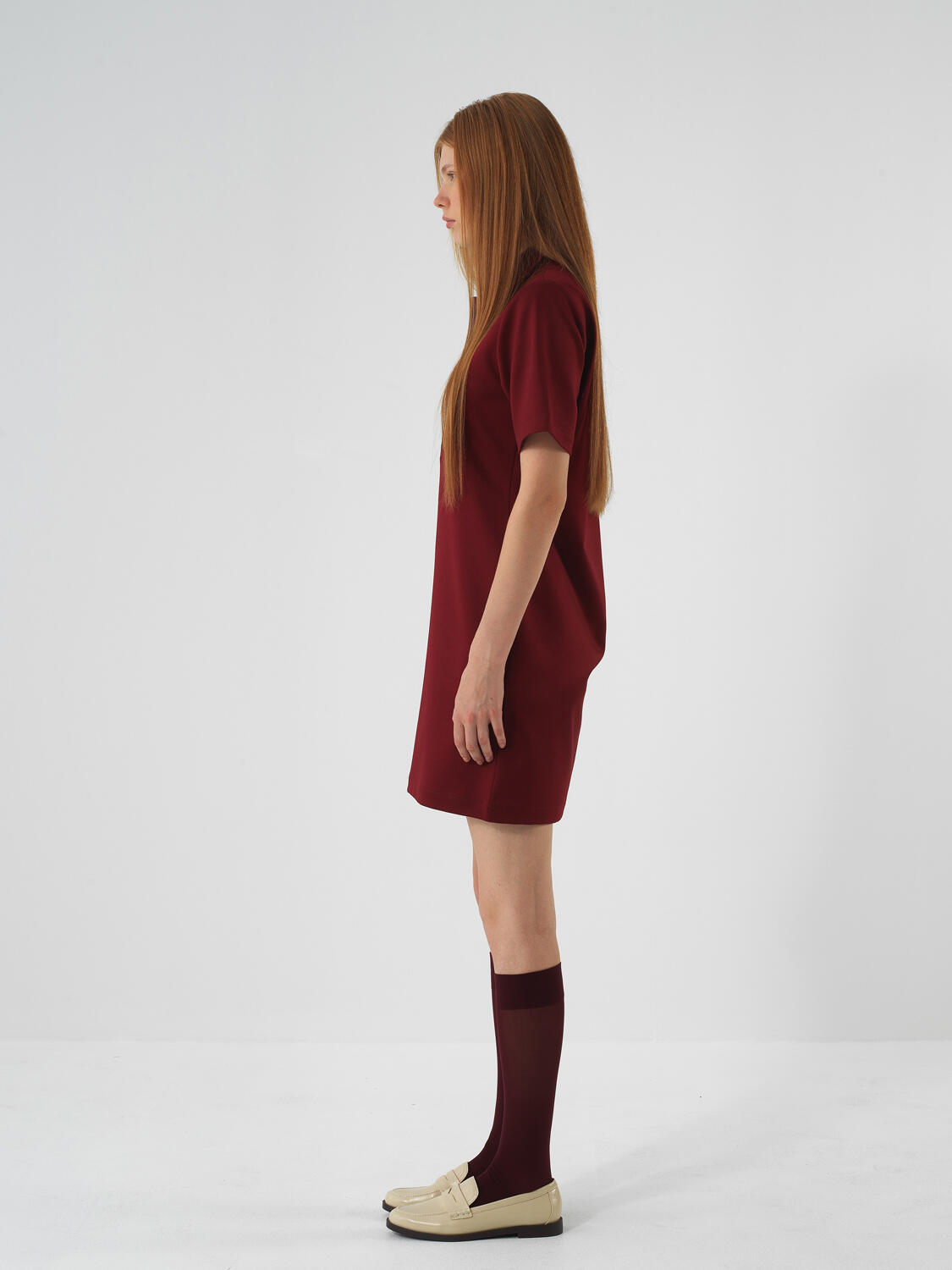 Burgundy Flexible Textured Regular Fit Dress - 3