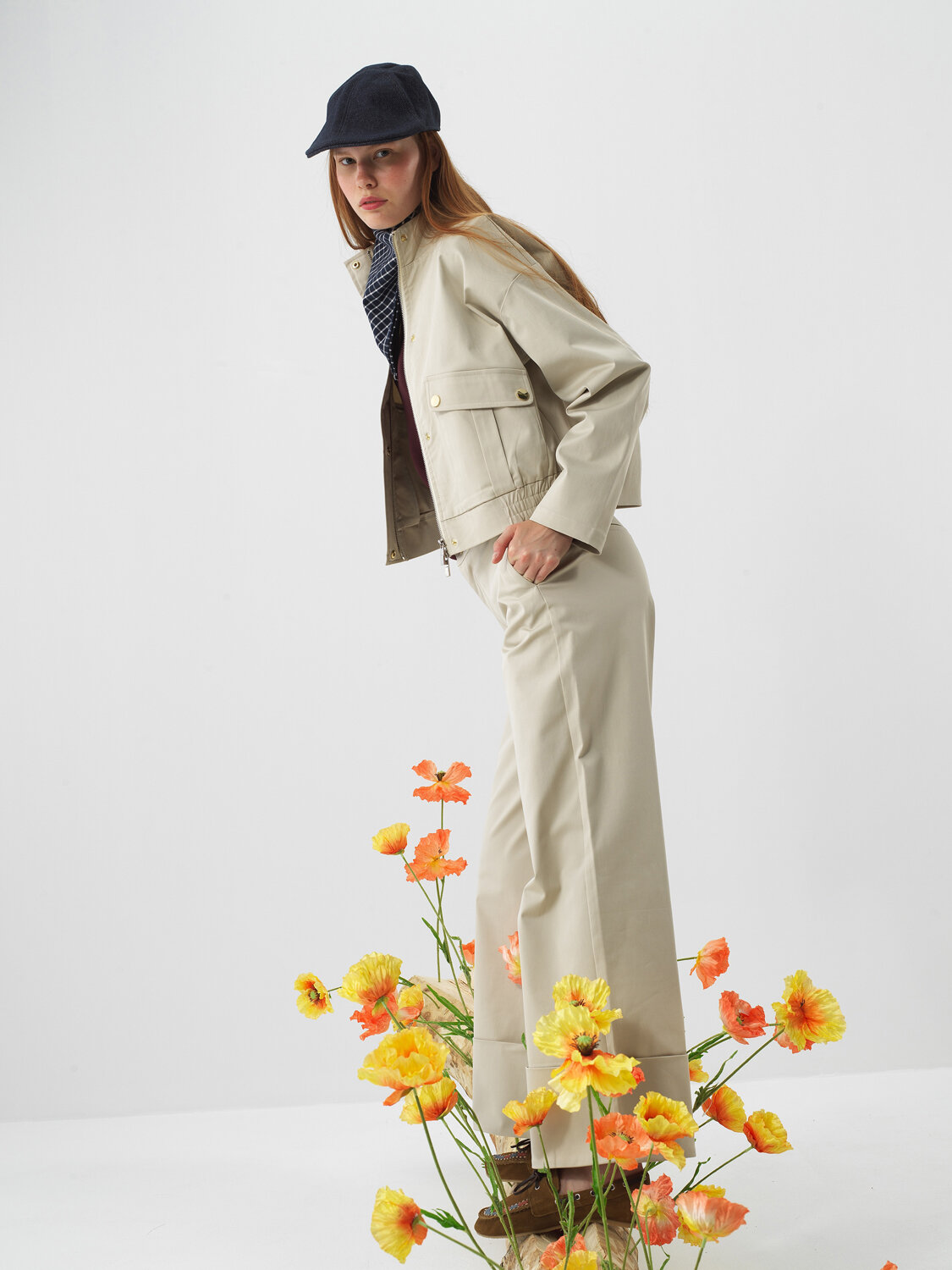 Beige Cotton Textured Oversized Jacket - Xint