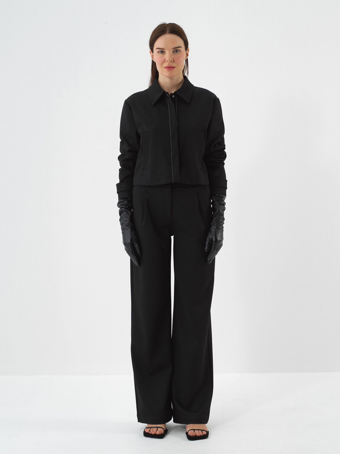 Black Flexible Textured Oversize Jacket - Xint