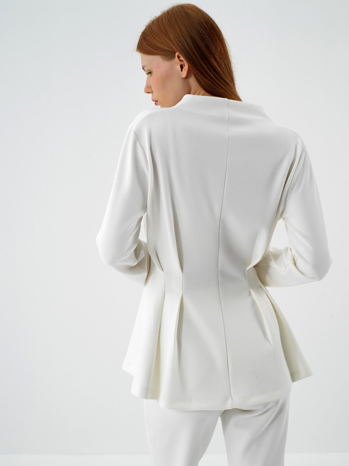 Ecru Modal Textured Regular Fit Jacket - Xint