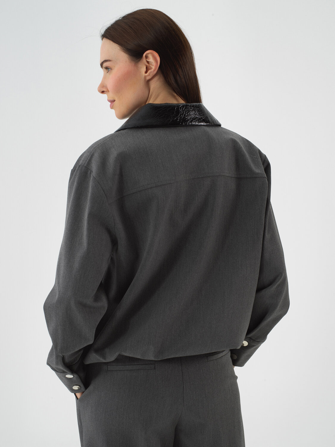 Grey Flexible Textured Oversize Jacket - Xint