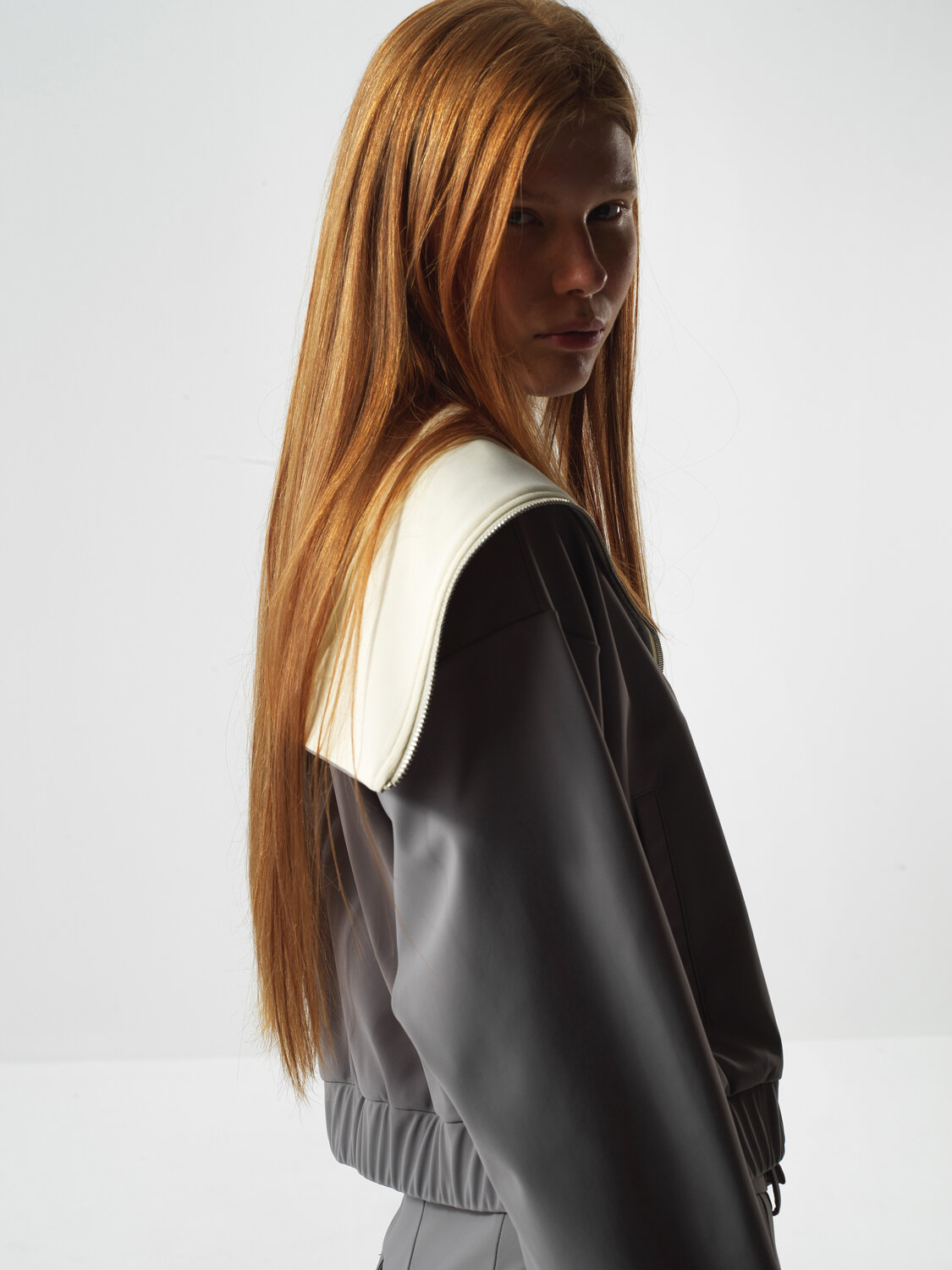 Grey Flexible Textured Oversize Jacket - Xint