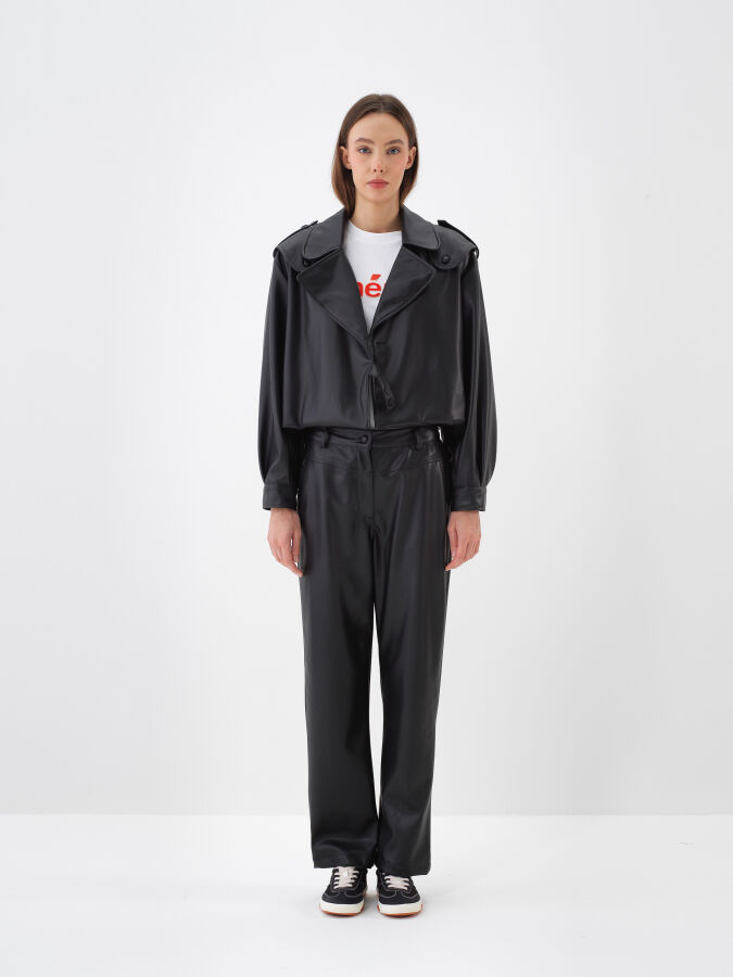 Leather Look Coat - Xint