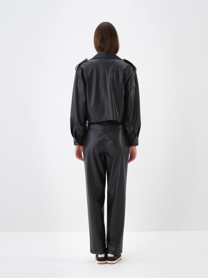 Leather Look Coat - Xint