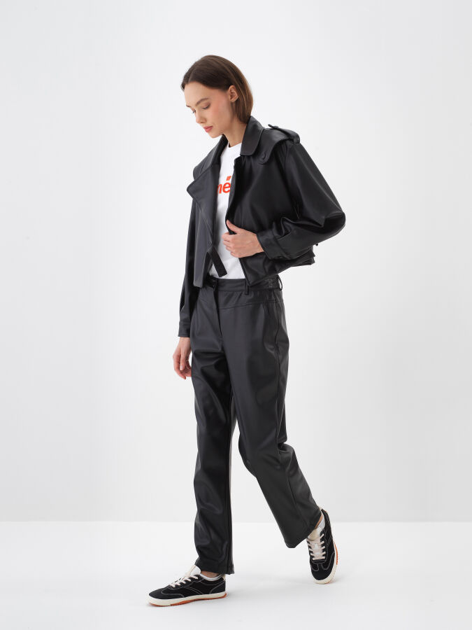 Leather Look Coat - Xint