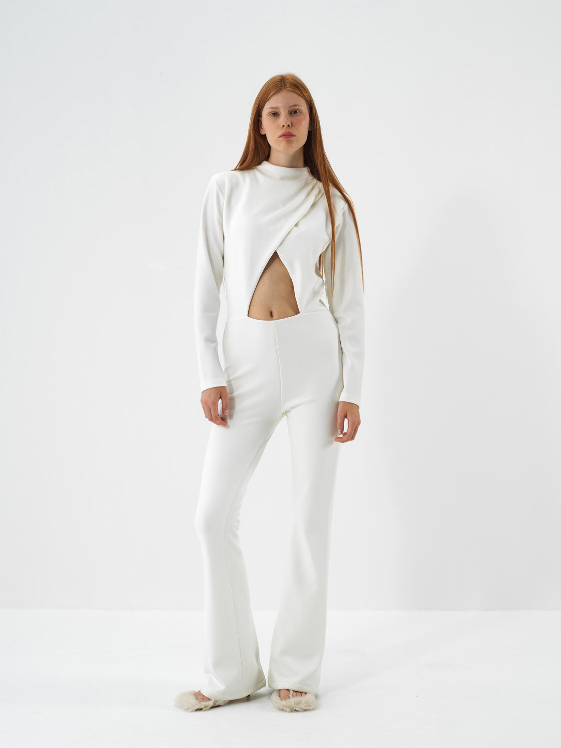 Ecru Modal Textured Regular Fit Jumpsuit