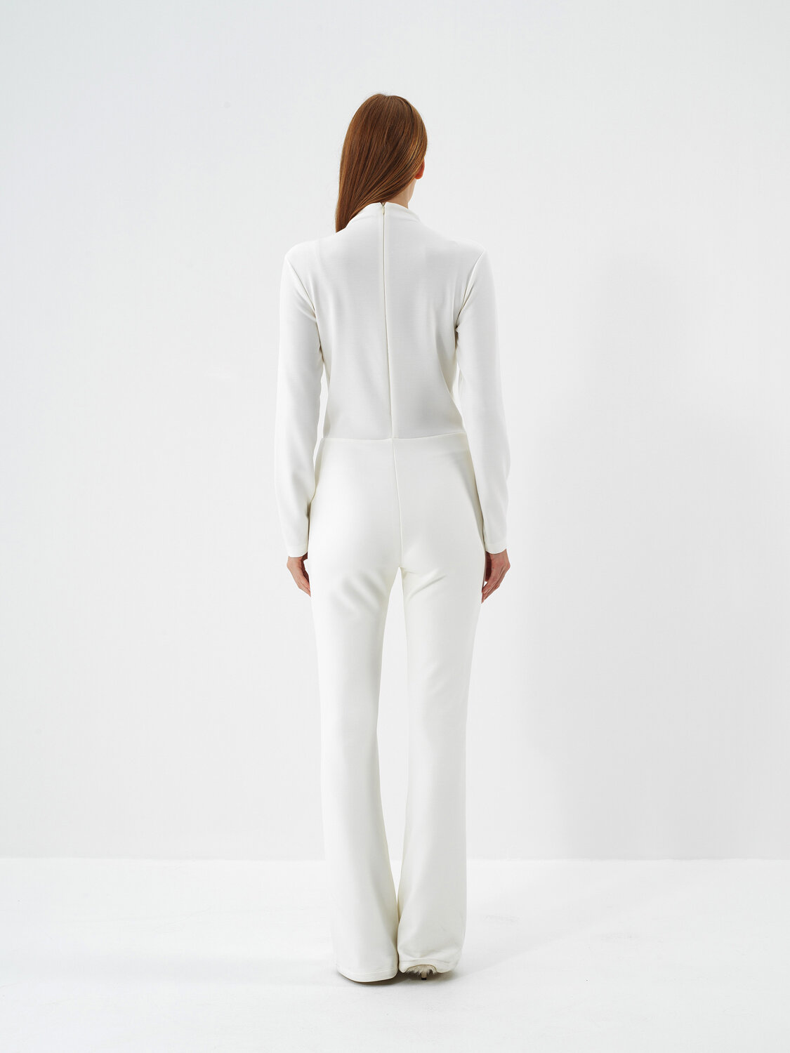 Ecru Modal Textured Regular Fit Jumpsuit - Xint