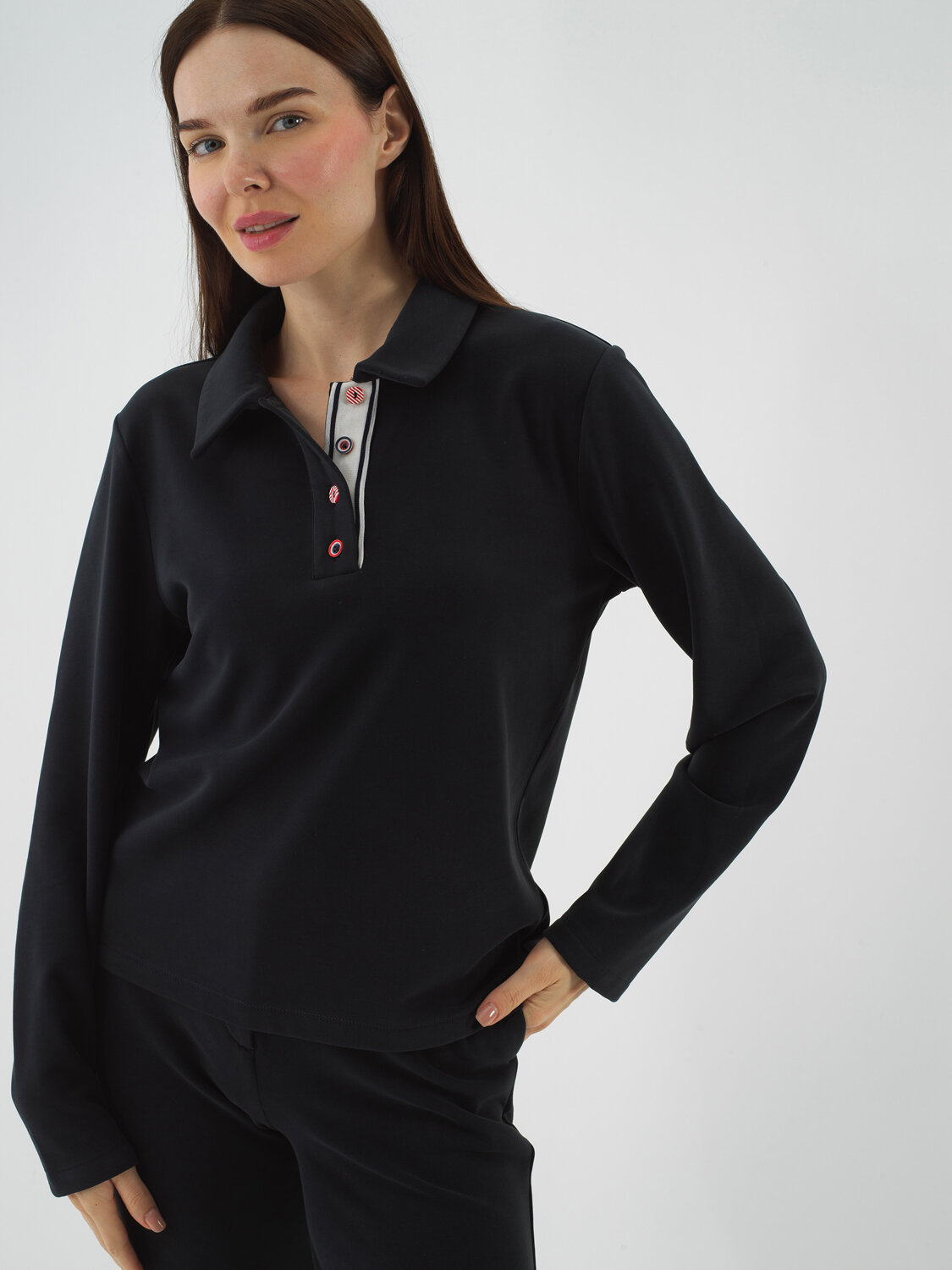 Navy Blue Modal Textured Regular Fit Long Sleeve T-Shirt - Xint