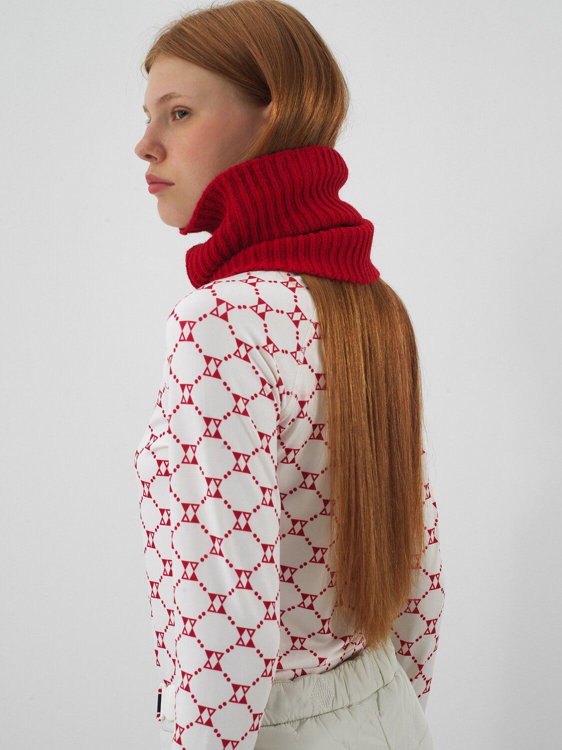 Red Natural Wool Textured Standard Fit Neck Collar - Xint