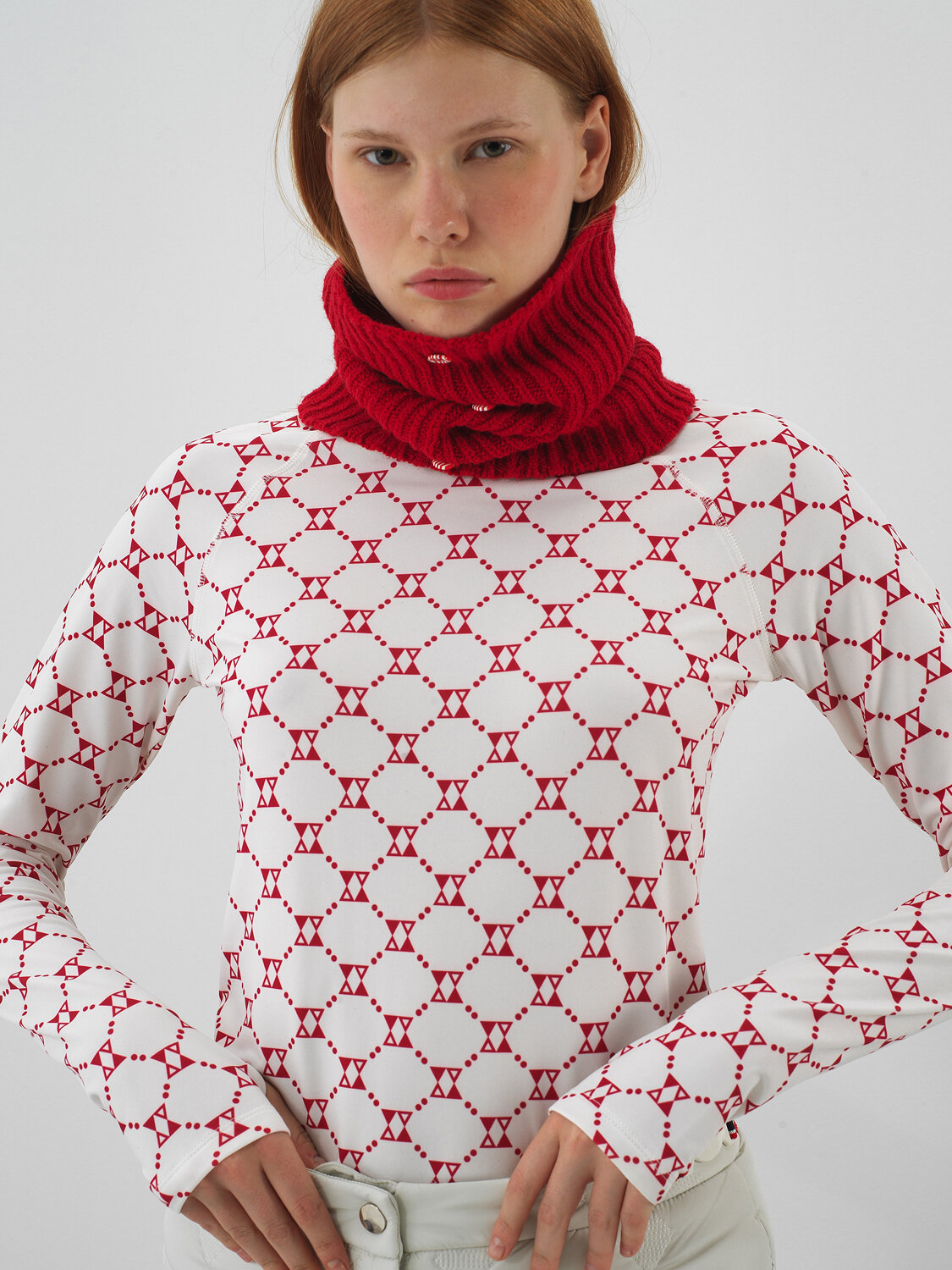 Red Natural Wool Textured Standard Fit Neck Collar - Xint