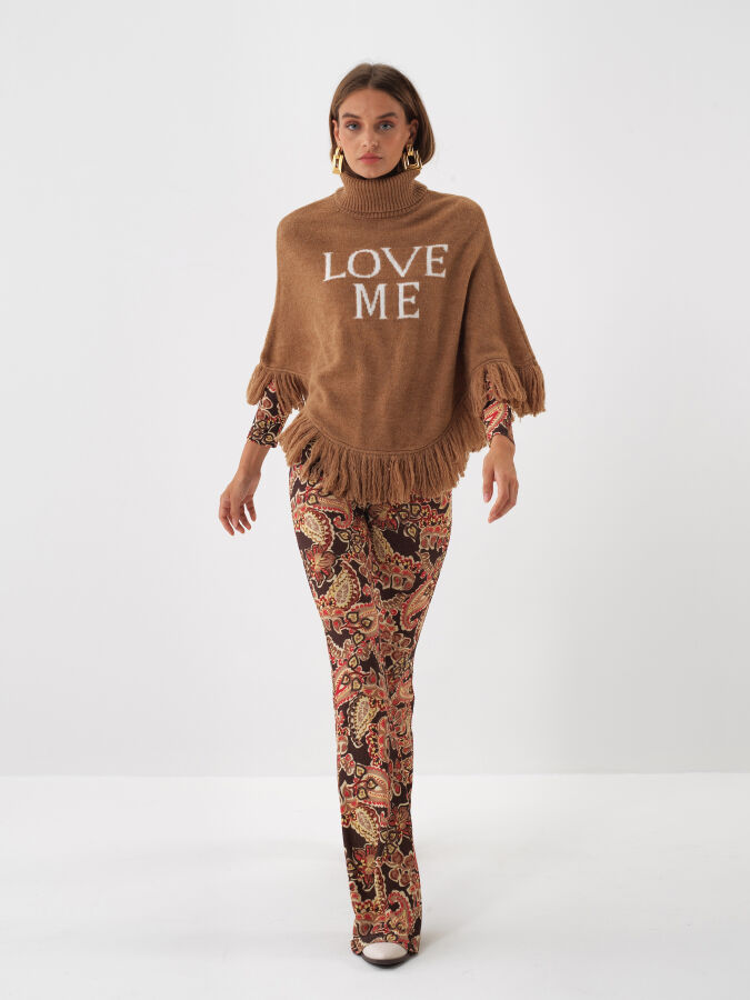 Patterned Mohair Poncho - Xint