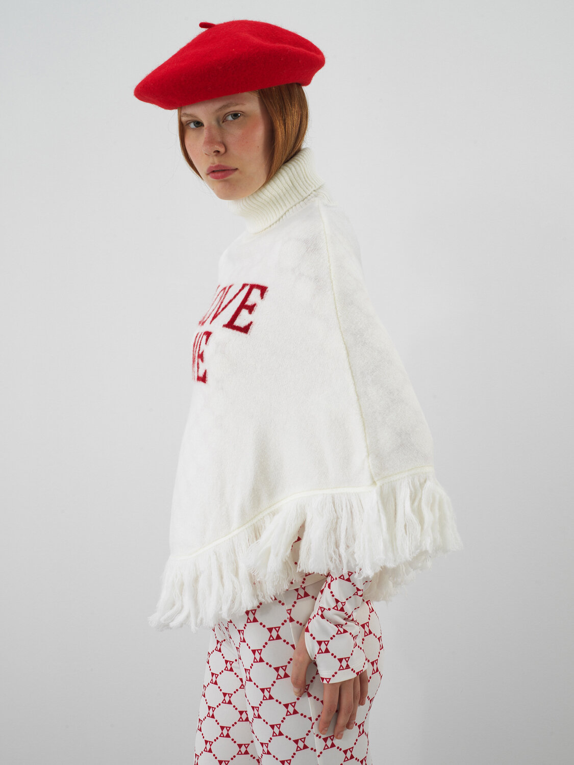 Patterned Mohair Poncho - Xint