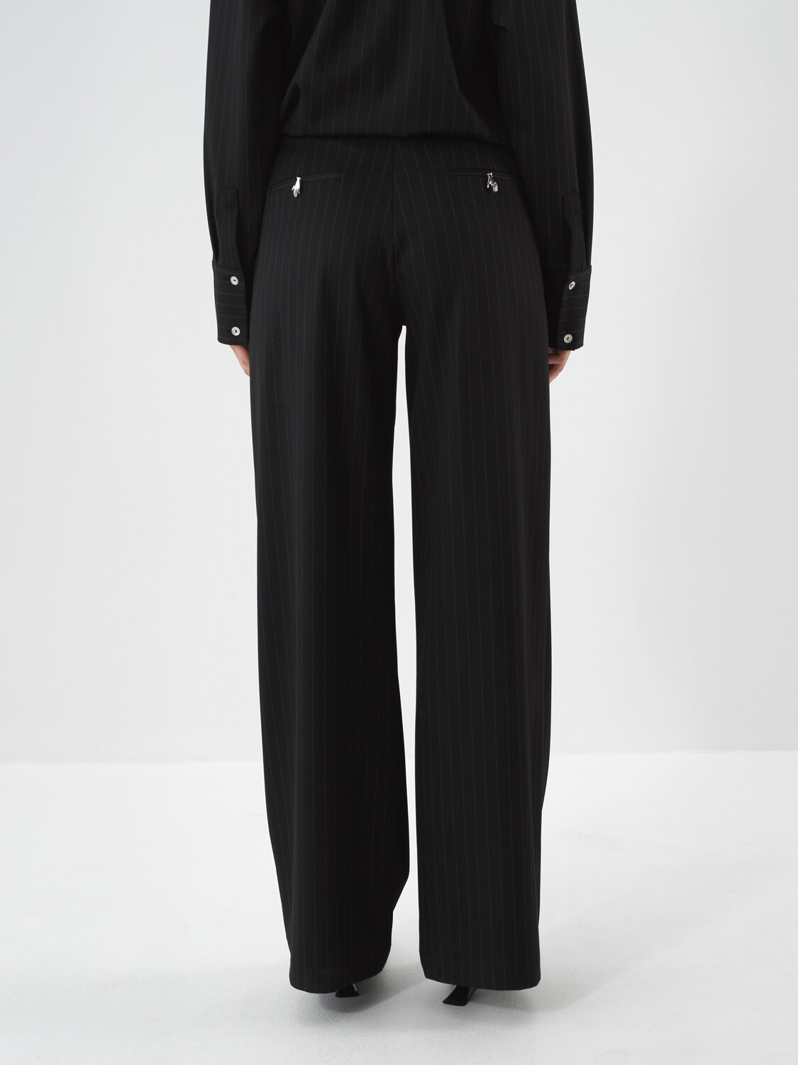 Black Flexible Textured Oversize Trousers - Xint