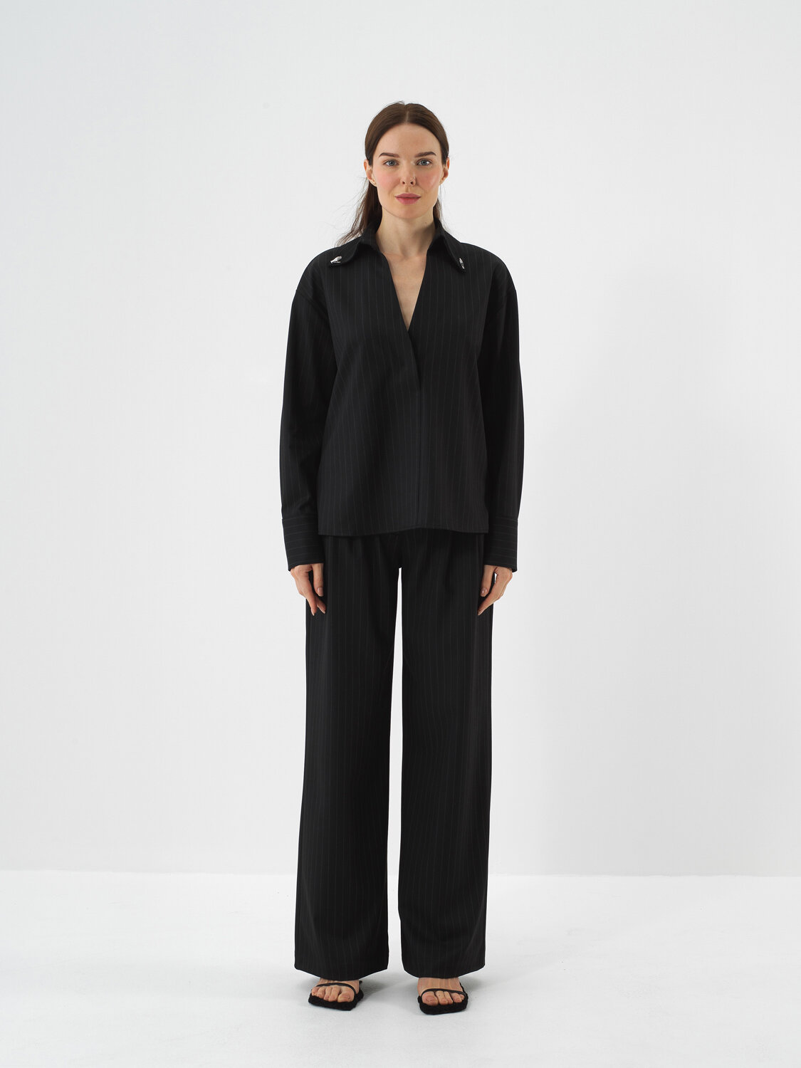 Black Flexible Textured Oversize Trousers - Xint