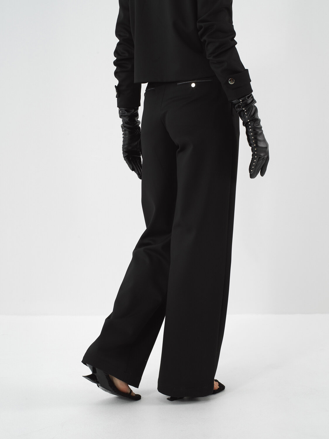 Black Flexible Textured Oversize Trousers - Xint