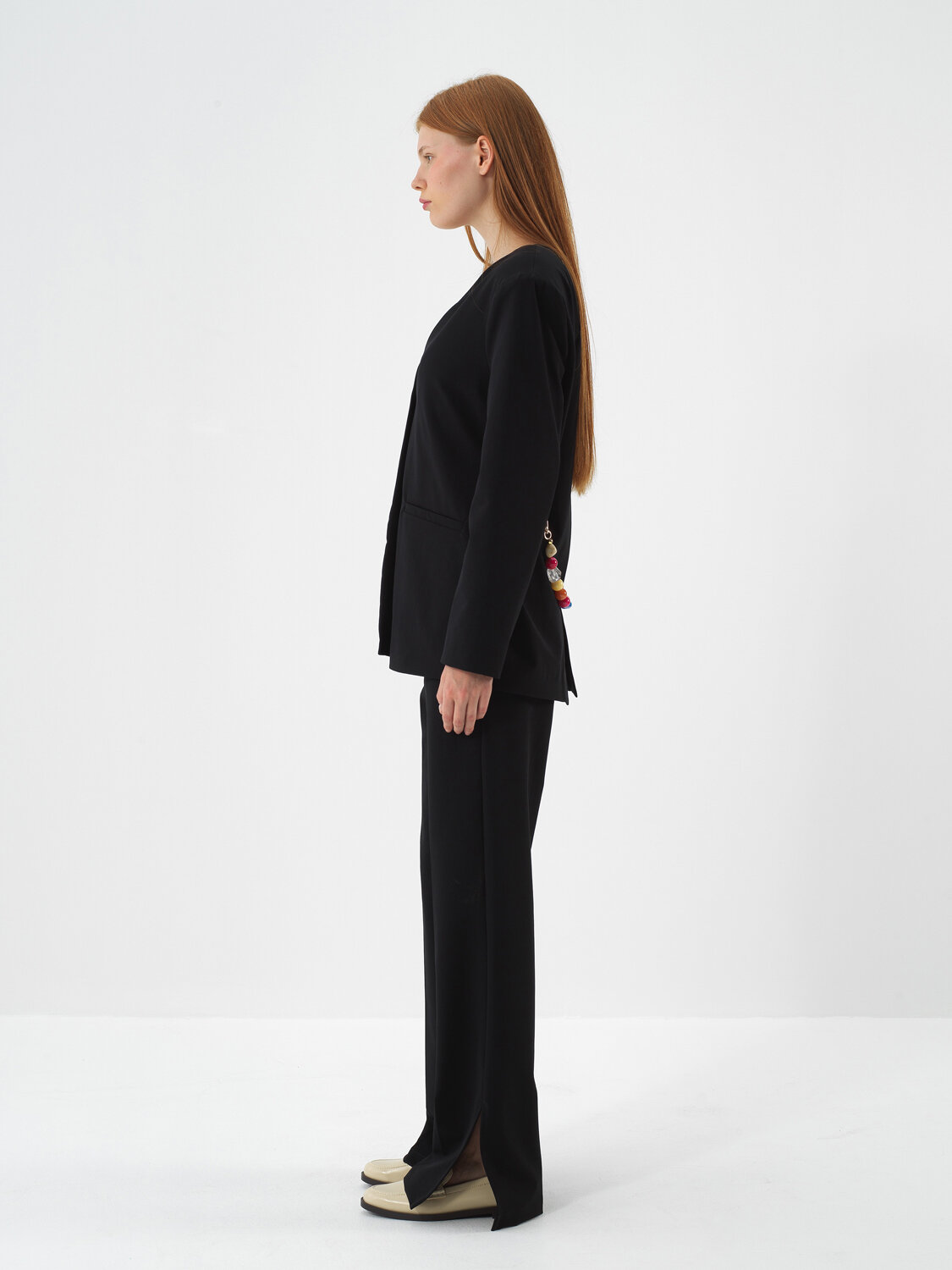 Black Flexible Textured Regular Fit Trousers - Xint