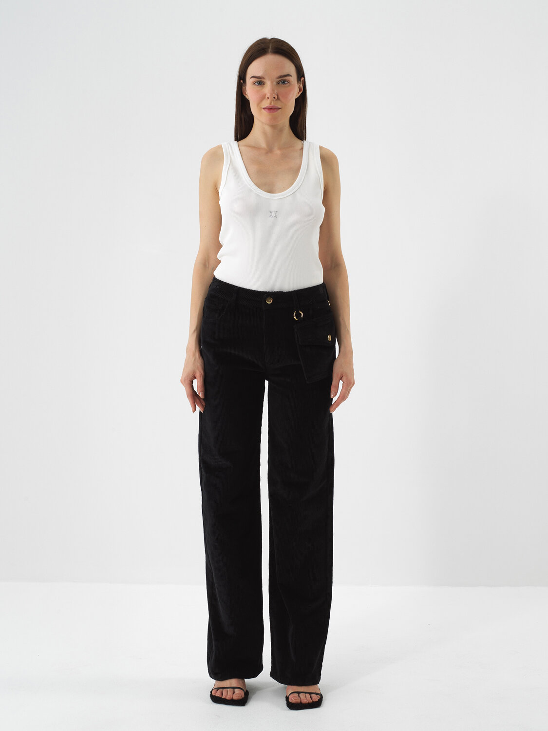 Black Luxurious Textured Soft Velvet Oversize Trousers - Xint