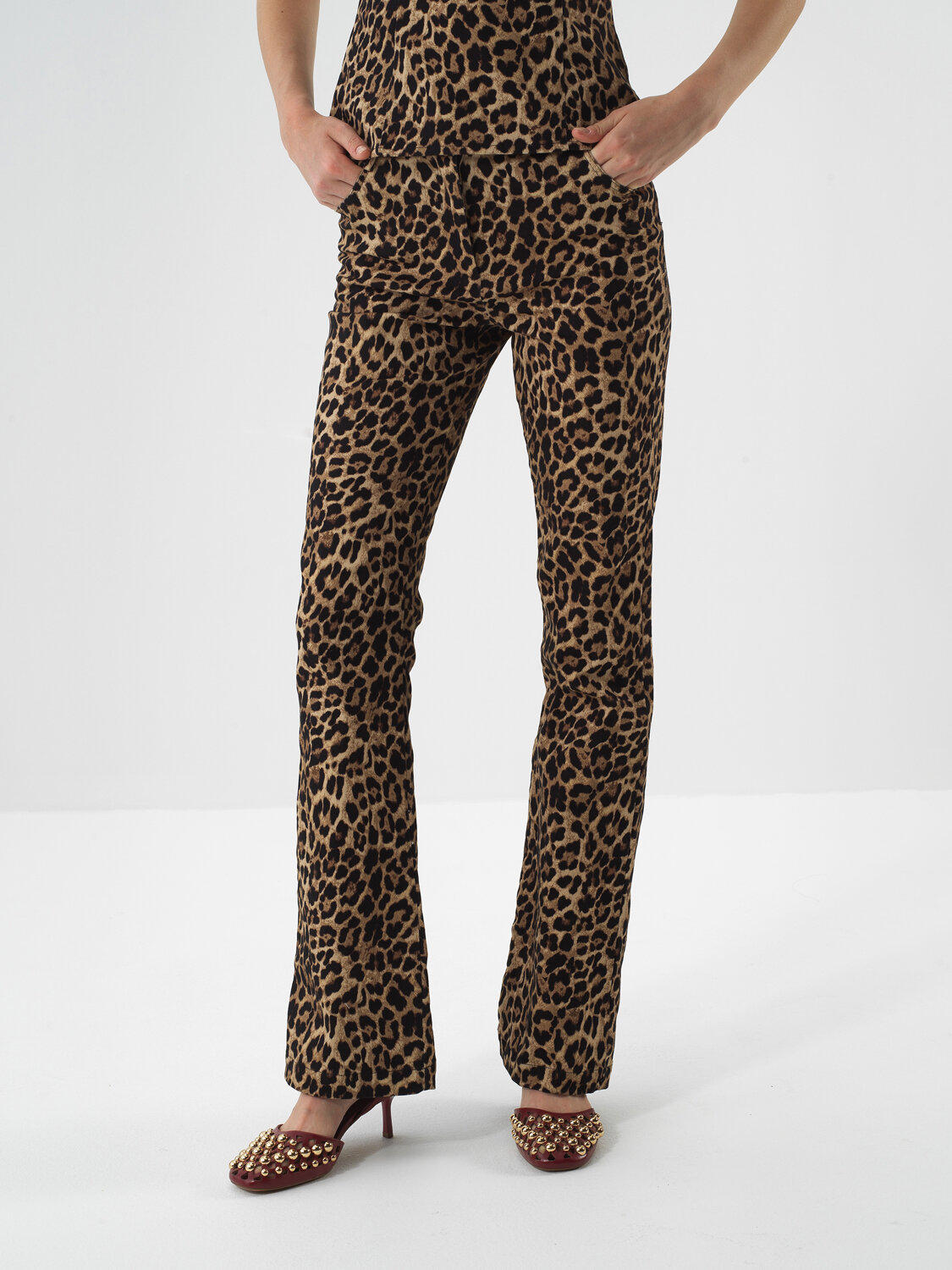 Camel Cotton Textured Regular Fit Trousers - Xint